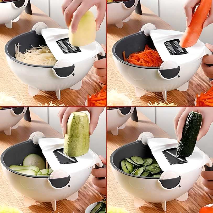 Vegetable Cutter- 7 in 1 Multifunction Magic Rotate Vegetable Cutter with Drain Basket Large Capacity - CoolClings.com