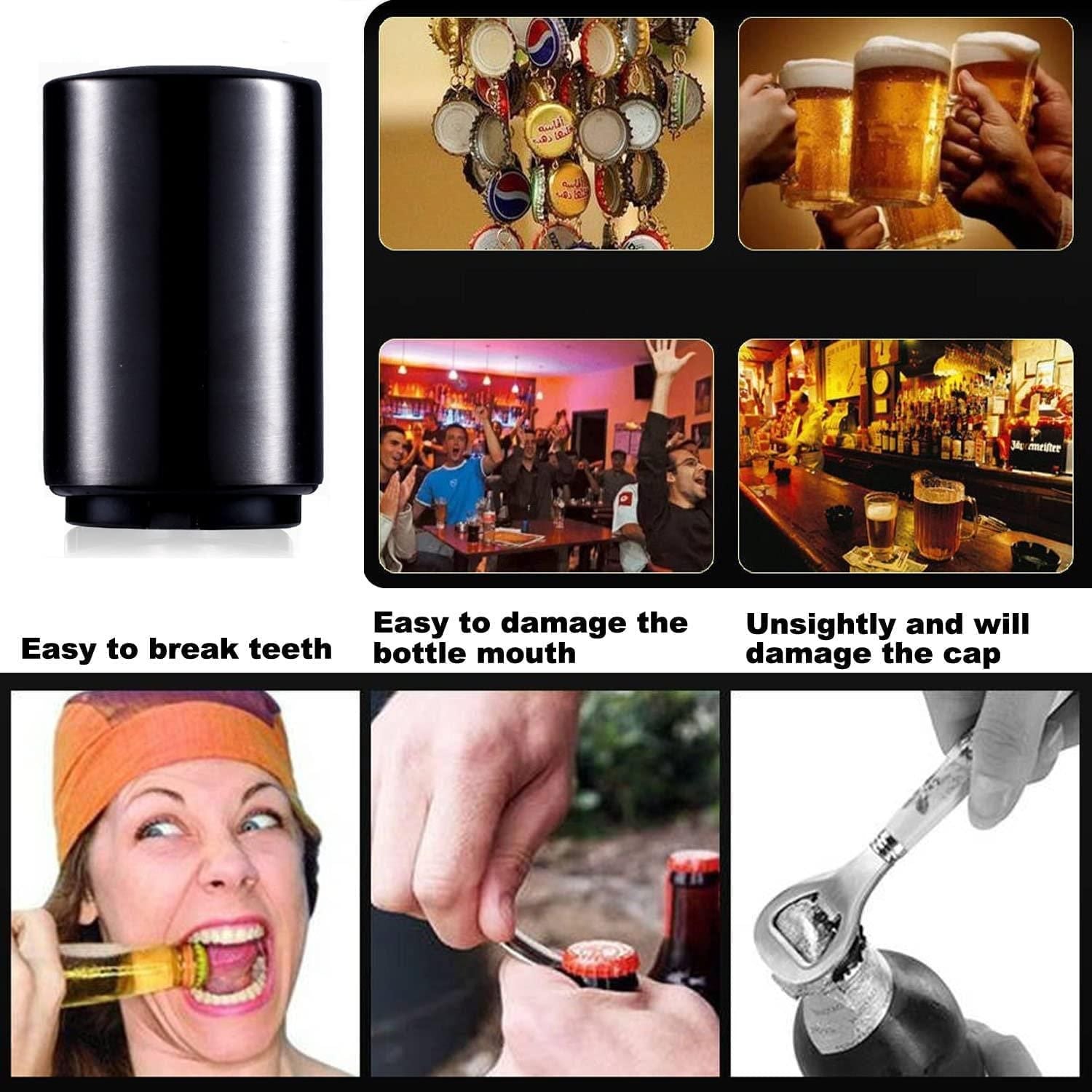 Stainless Steel Automatic Push & Pull Bottle Opener - CoolClings.com
