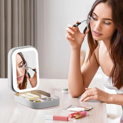 White Jewelry Box with LED Mirror - CoolClings.com