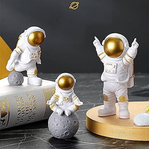 Astronaut Spaceman Statue Ornament Home Office Desktop Figurine Decors Set of 3 - Golden - CoolClings.com