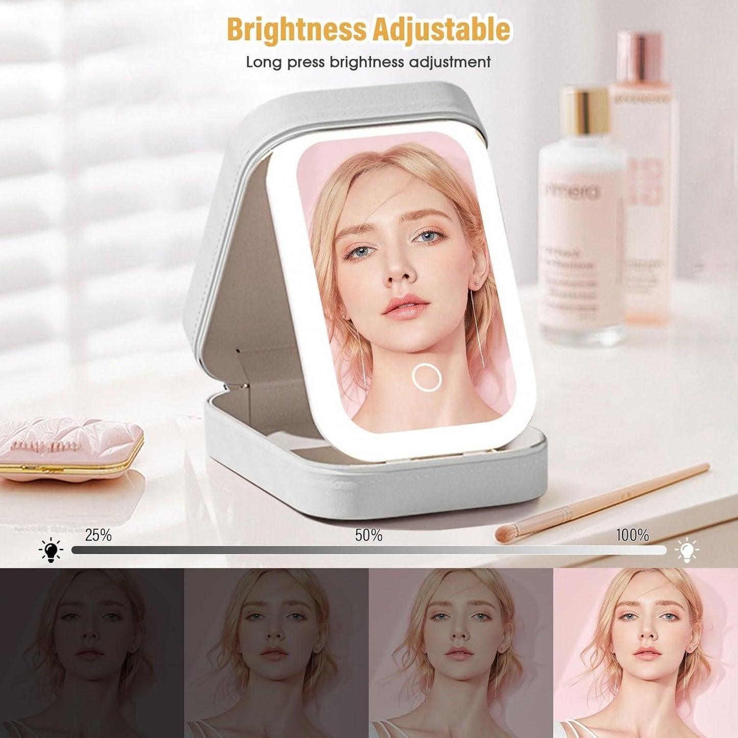 White Jewelry Box with LED Mirror - CoolClings.com