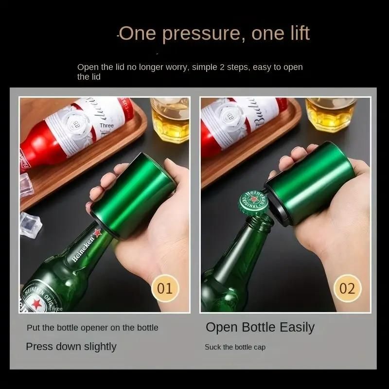 Stainless Steel Automatic Push & Pull Bottle Opener - CoolClings.com