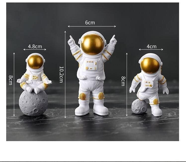 Astronaut Spaceman Statue Ornament Home Office Desktop Figurine Decors Set of 3 - Golden - CoolClings.com