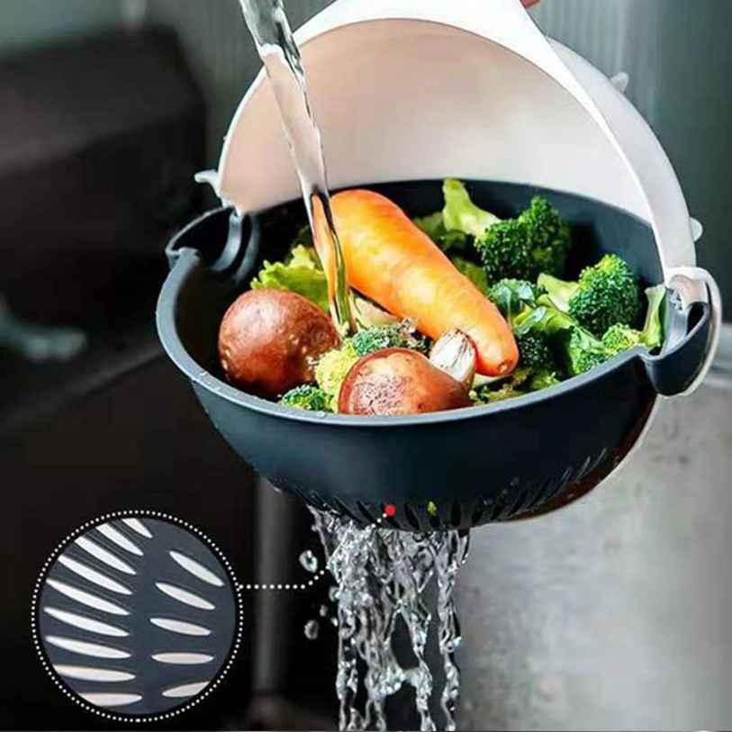 Vegetable Cutter- 7 in 1 Multifunction Magic Rotate Vegetable Cutter with Drain Basket Large Capacity - CoolClings.com