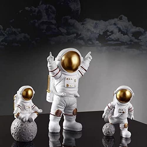 Astronaut Spaceman Statue Ornament Home Office Desktop Figurine Decors Set of 3 - Golden - CoolClings.com