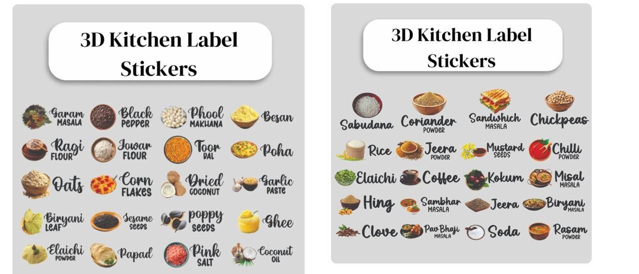 Waterproof Kitchen Spice Jar Label Stickers (Pack of 1 - 60 Stickers) - CoolClings.com